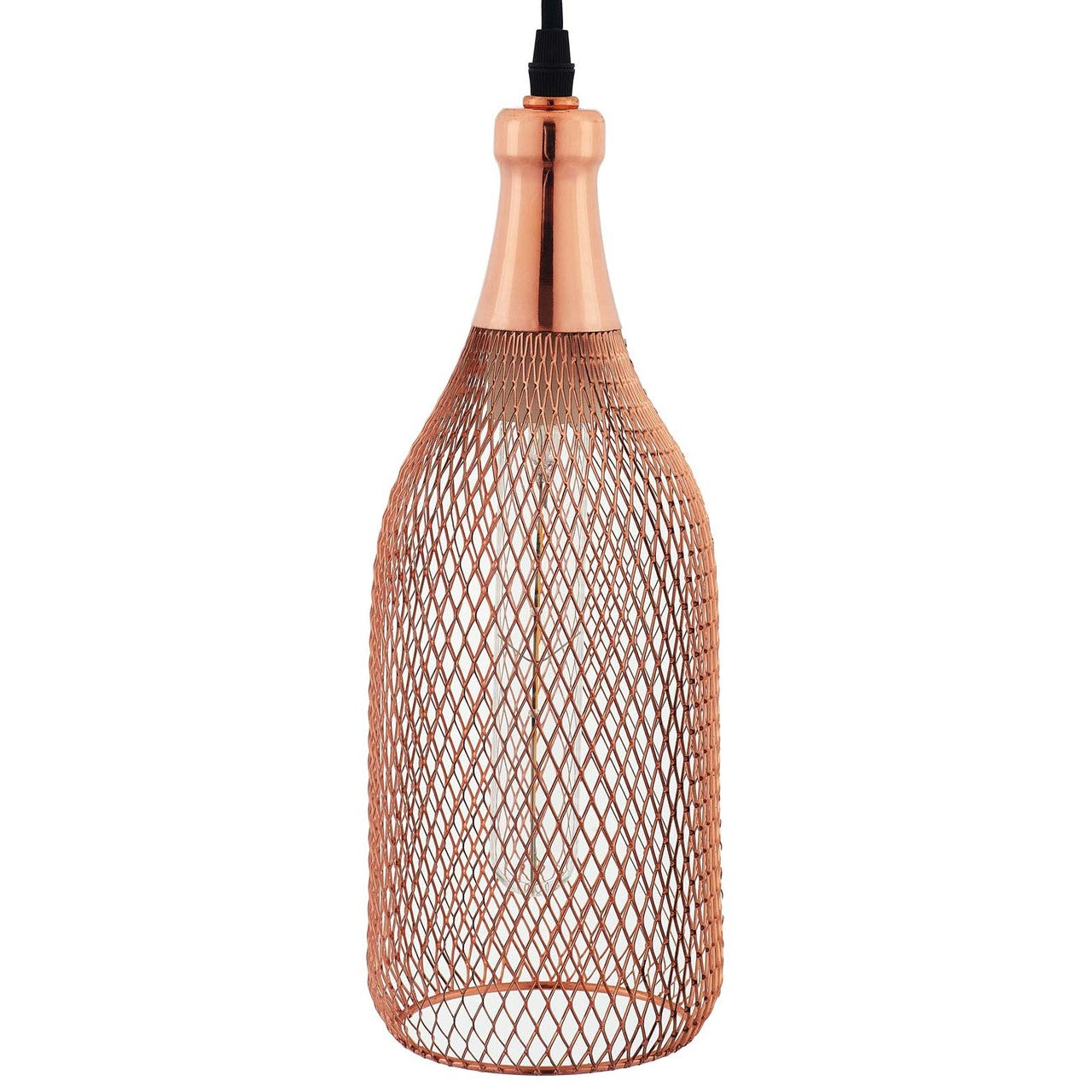 Glimmer Bottle-Shaped Rose Gold Pendant Light, Metal Steel, Gold Rose 15280