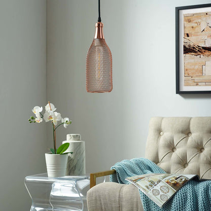 Glimmer Bottle-Shaped Rose Gold Pendant Light, Metal Steel, Gold Rose 15280