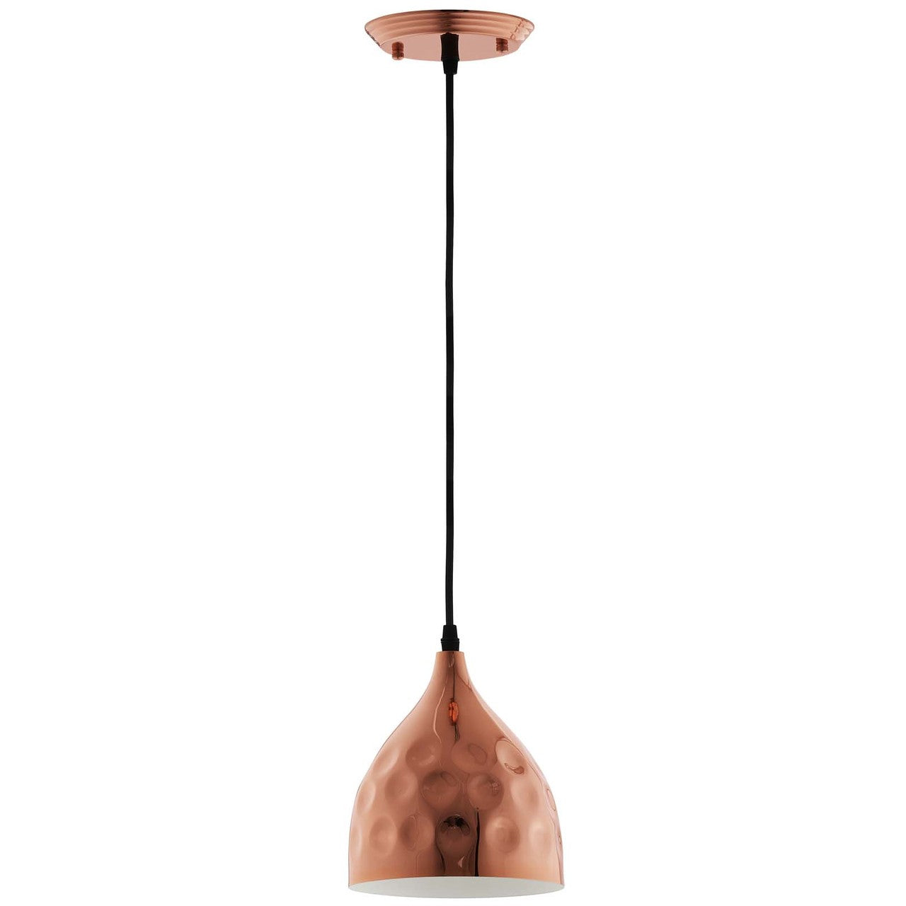 Dimple 6.5" Bell-Shaped Rose Gold Pendant Light, Copper Metal Steel Iron, Rose Gold 13850