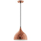 Dimple 11" Bell-Shaped Rose Gold Pendant Light, Copper Metal Steel Iron, Rose Gold 13851