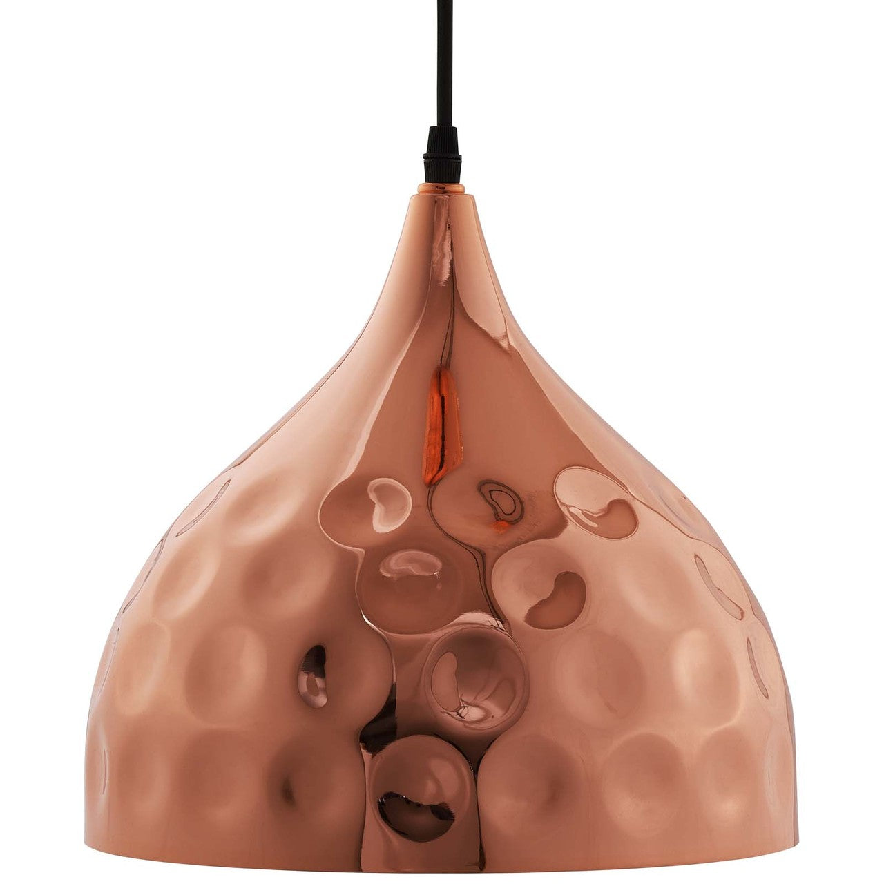 Dimple 11" Bell-Shaped Rose Gold Pendant Light, Copper Metal Steel Iron, Rose Gold 13851
