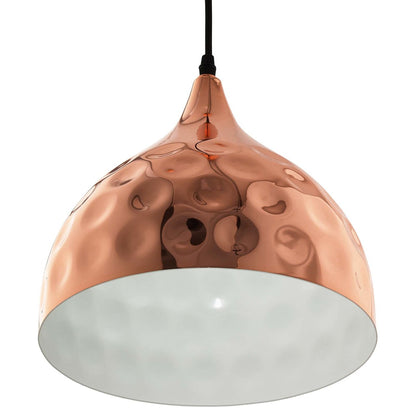 Dimple 11" Bell-Shaped Rose Gold Pendant Light, Copper Metal Steel Iron, Rose Gold 13851