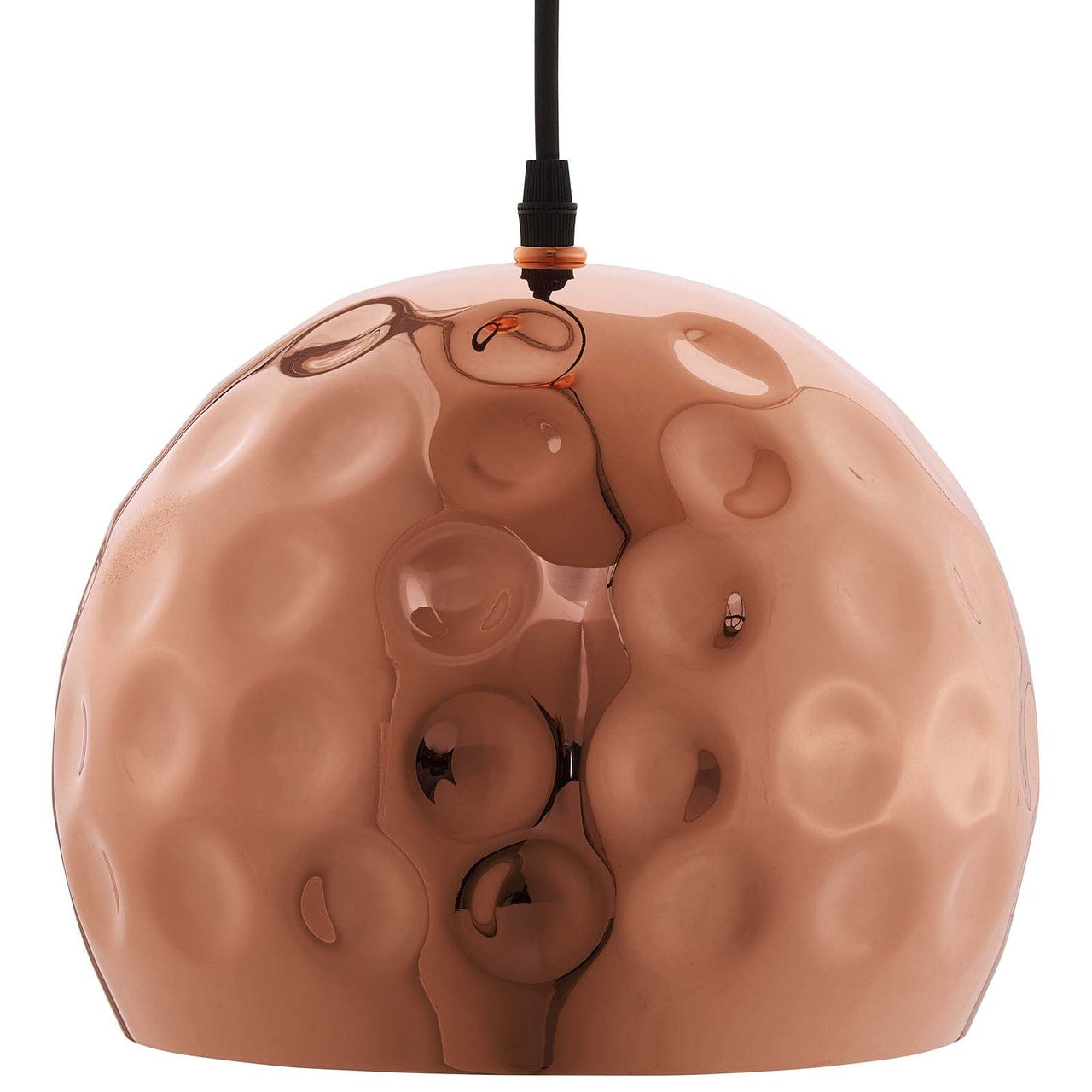 Dimple 10" Half-Sphere Rose Gold Pendant Light, Copper Metal Steel Iron, Rose Gold 13852