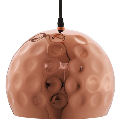 Dimple 10" Half-Sphere Rose Gold Pendant Light, Copper Metal Steel Iron, Rose Gold 13852