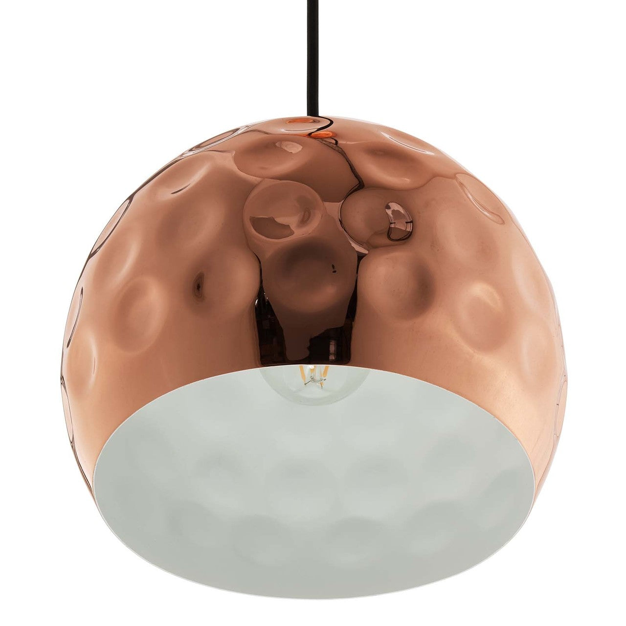 Dimple 10" Half-Sphere Rose Gold Pendant Light, Copper Metal Steel Iron, Rose Gold 13852