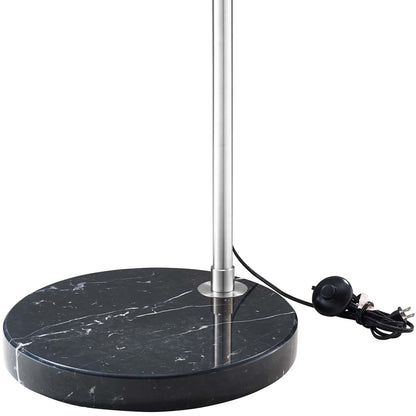 Sunflower Round Marble Base Floor Lamp, Metal Steel Marble, Black 13853