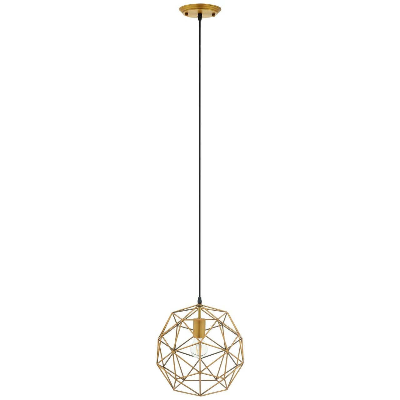 Rarity Geometric Decagon-Shaped Brass Pendant Light, Metal Steel, Gold 15284