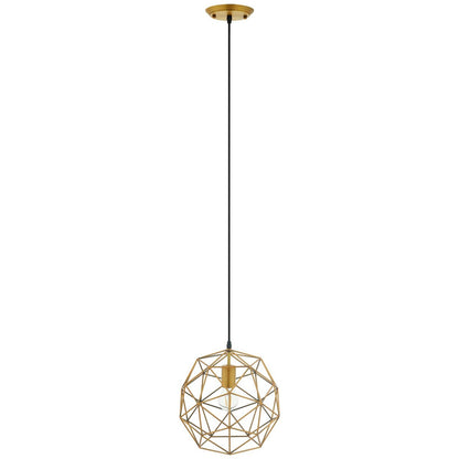 Rarity Geometric Decagon-Shaped Brass Pendant Light, Metal Steel, Gold 15284