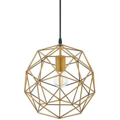 Rarity Geometric Decagon-Shaped Brass Pendant Light, Metal Steel, Gold 15284