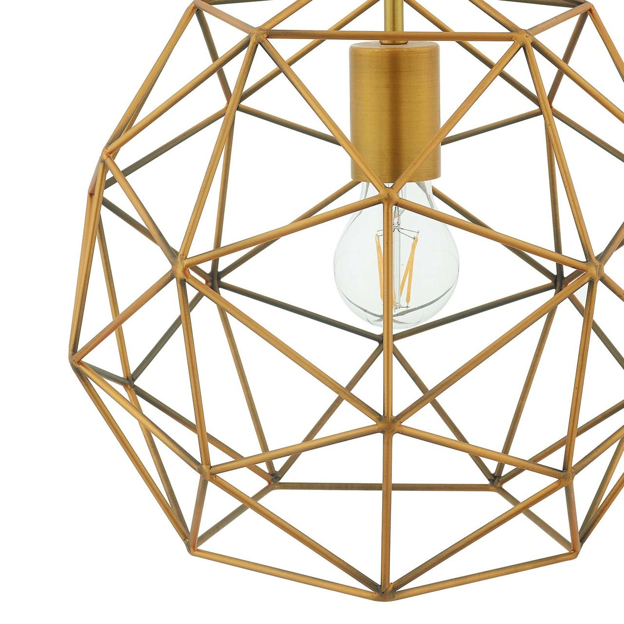 Rarity Geometric Decagon-Shaped Brass Pendant Light, Metal Steel, Gold 15284