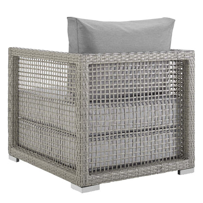 Aura Rattan Outdoor Patio Armchair, Rattan Wicker, Grey Gray 13864