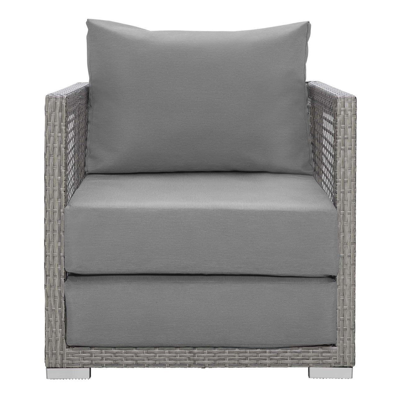 Aura Rattan Outdoor Patio Armchair, Rattan Wicker, Grey Gray 13864