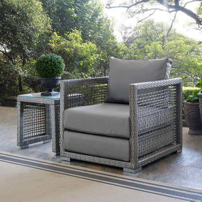 Aura Rattan Outdoor Patio Armchair, Rattan Wicker, Grey Gray 13864