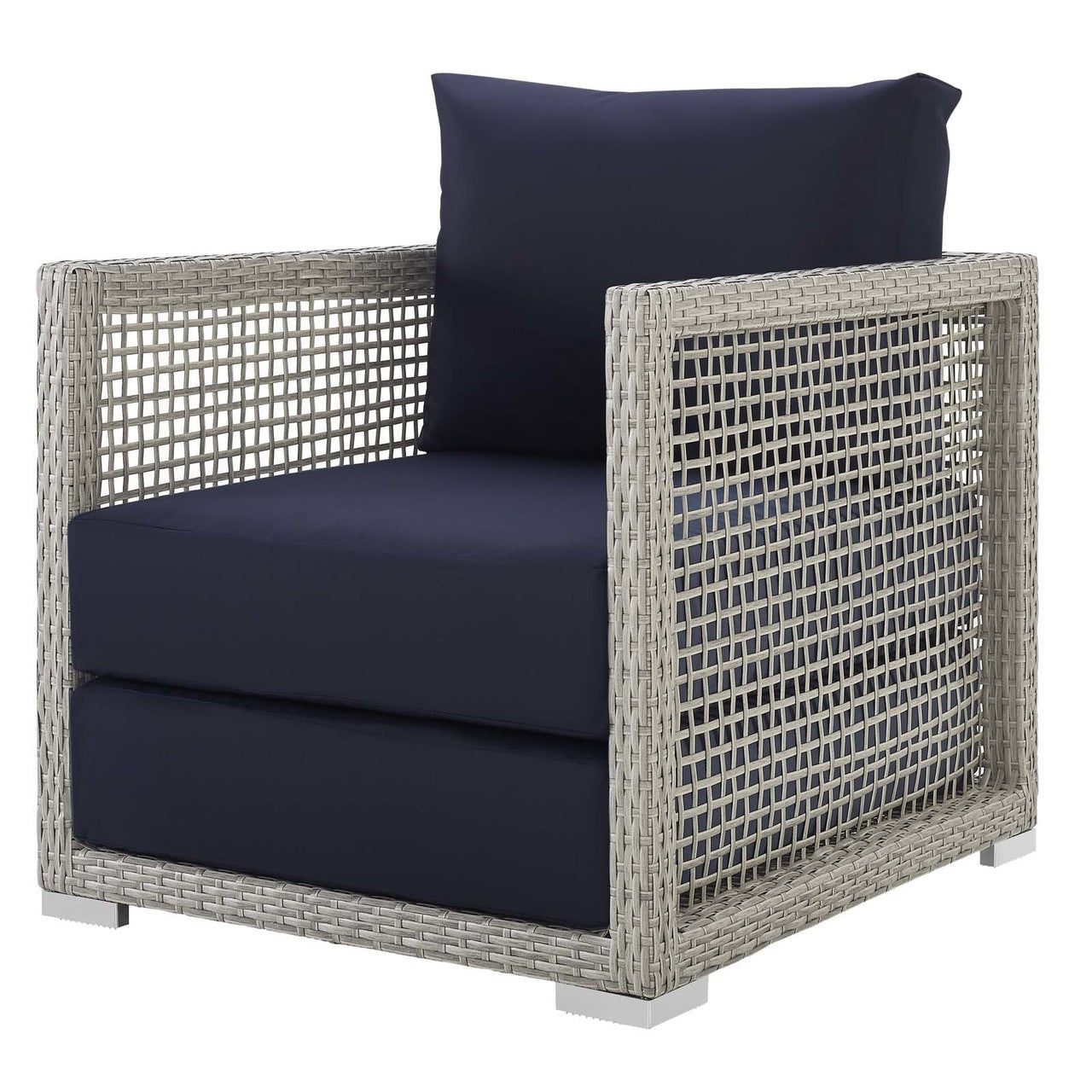 Aura Rattan Outdoor Patio Armchair, Rattan Wicker, Grey Gray 13865