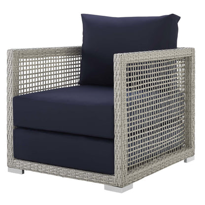 Aura Rattan Outdoor Patio Armchair, Rattan Wicker, Grey Gray 13865