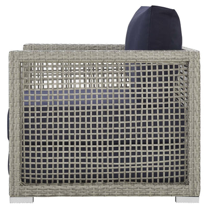 Aura Rattan Outdoor Patio Armchair, Rattan Wicker, Grey Gray 13865