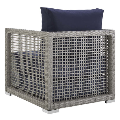Aura Rattan Outdoor Patio Armchair, Rattan Wicker, Grey Gray 13865