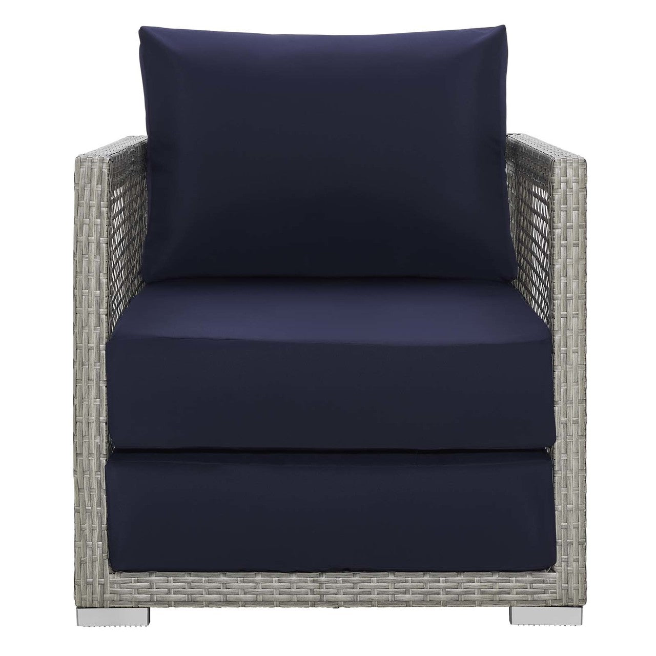 Aura Rattan Outdoor Patio Armchair, Rattan Wicker, Grey Gray 13865