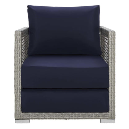 Aura Rattan Outdoor Patio Armchair, Rattan Wicker, Grey Gray 13865