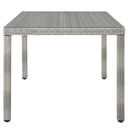 Aura 68" Wicker Rattan Dining Table, Rattan Wicker, Grey Gray 13871