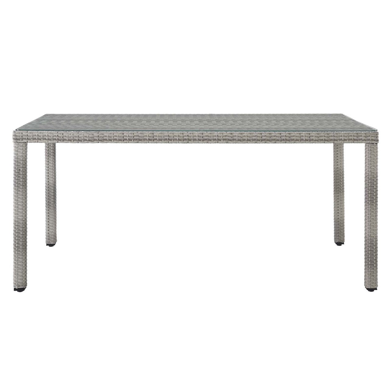 Aura 68" Wicker Rattan Dining Table, Rattan Wicker, Grey Gray 13871