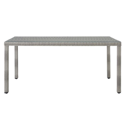 Aura 68" Wicker Rattan Dining Table, Rattan Wicker, Grey Gray 13871