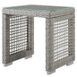 Aura Outdoor Patio Wicker Rattan Side Table, Rattan, Wicker, Glass, Grey Gray 13872