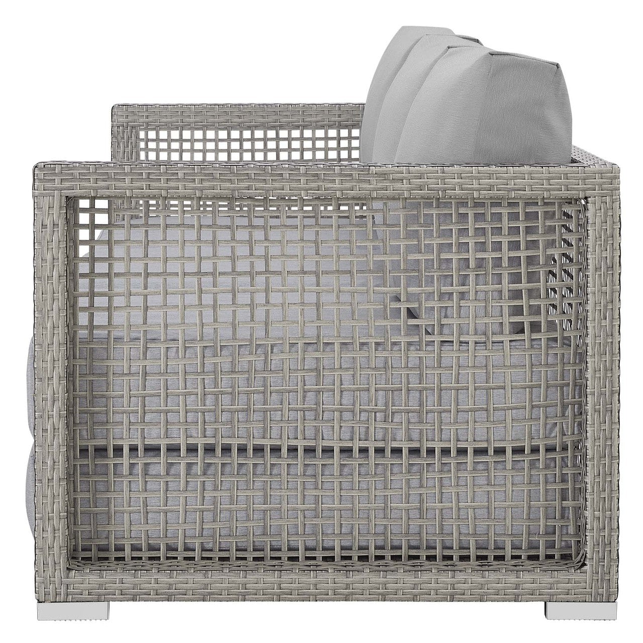 Aura Outdoor Patio Wicker Rattan Sofa, Rattan Wicker, Grey Gray 13873