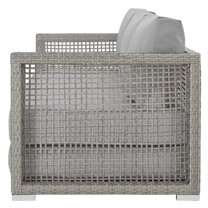 Aura Outdoor Patio Wicker Rattan Sofa, Rattan Wicker, Grey Gray 13873