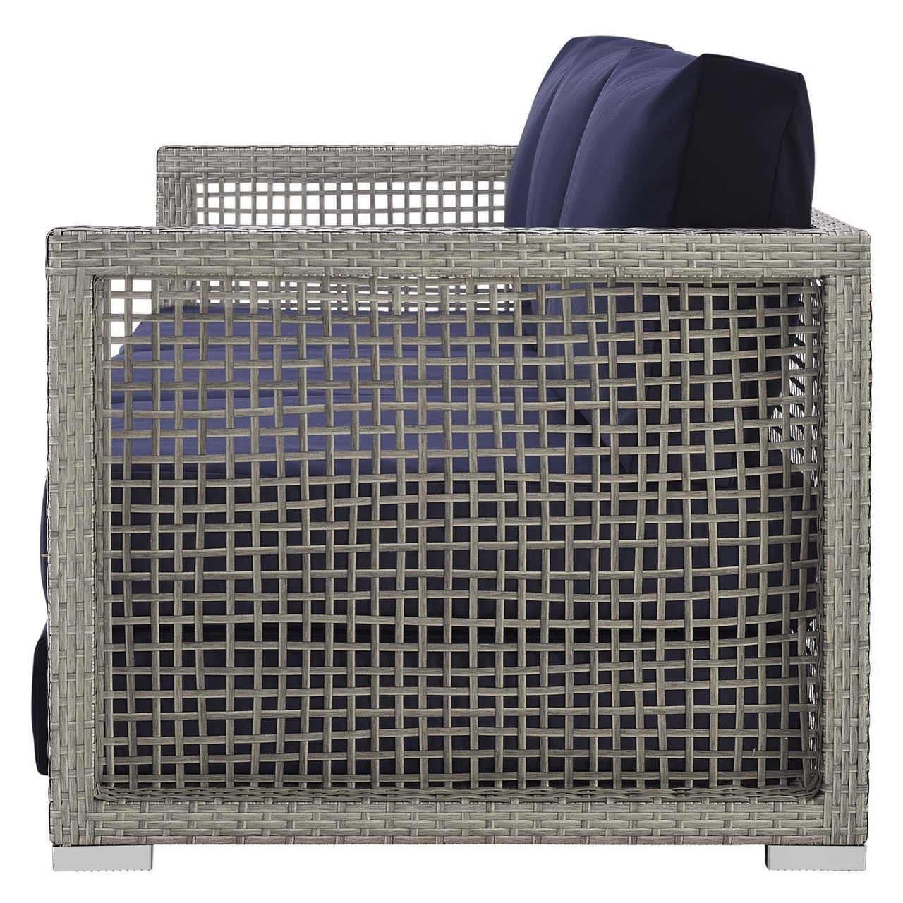 Aura Outdoor Patio Wicker Rattan Sofa, Rattan Wicker, Grey Gray 13874