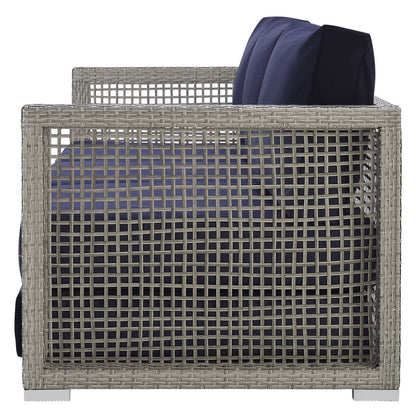 Aura Outdoor Patio Wicker Rattan Sofa, Rattan Wicker, Grey Gray 13874