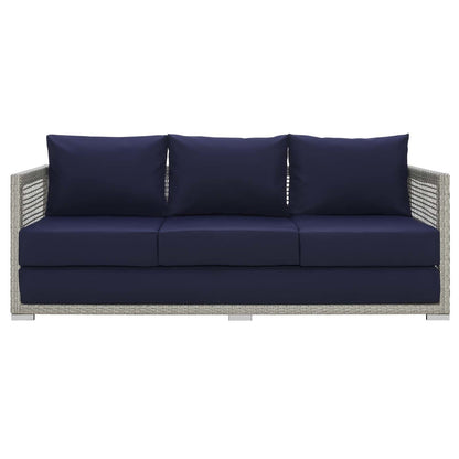 Aura Outdoor Patio Wicker Rattan Sofa, Rattan Wicker, Grey Gray 13874