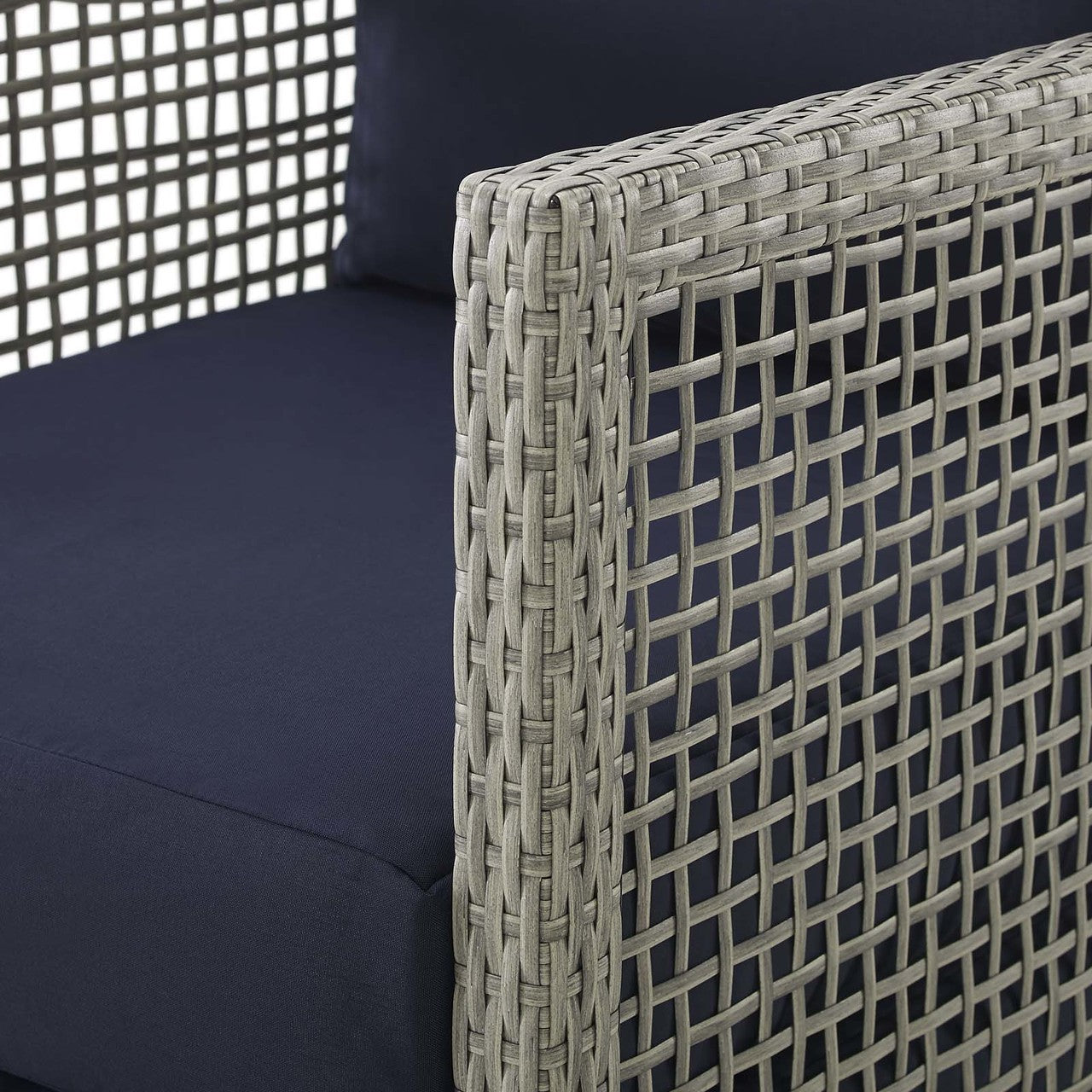 Aura Outdoor Patio Wicker Rattan Sofa, Rattan Wicker, Grey Gray 13874