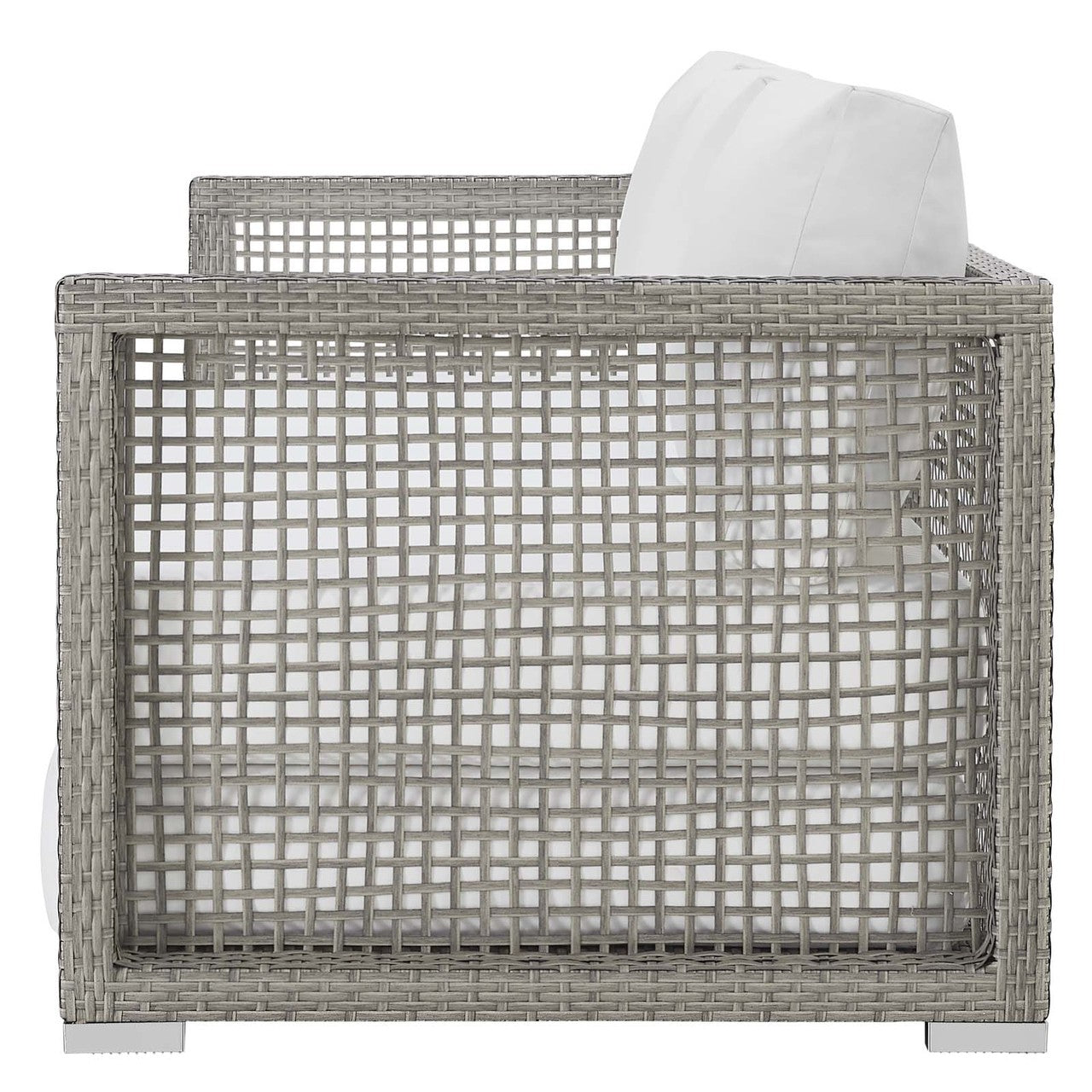 Aura Outdoor Patio Wicker Rattan Sofa, Rattan Wicker, Grey Gray White 13875