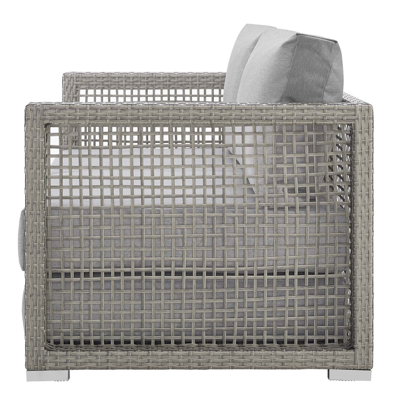 Aura Outdoor Patio Wicker Rattan Loveseat, Rattan Wicker, Grey Gray 13876