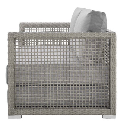 Aura Outdoor Patio Wicker Rattan Loveseat, Rattan Wicker, Grey Gray 13876