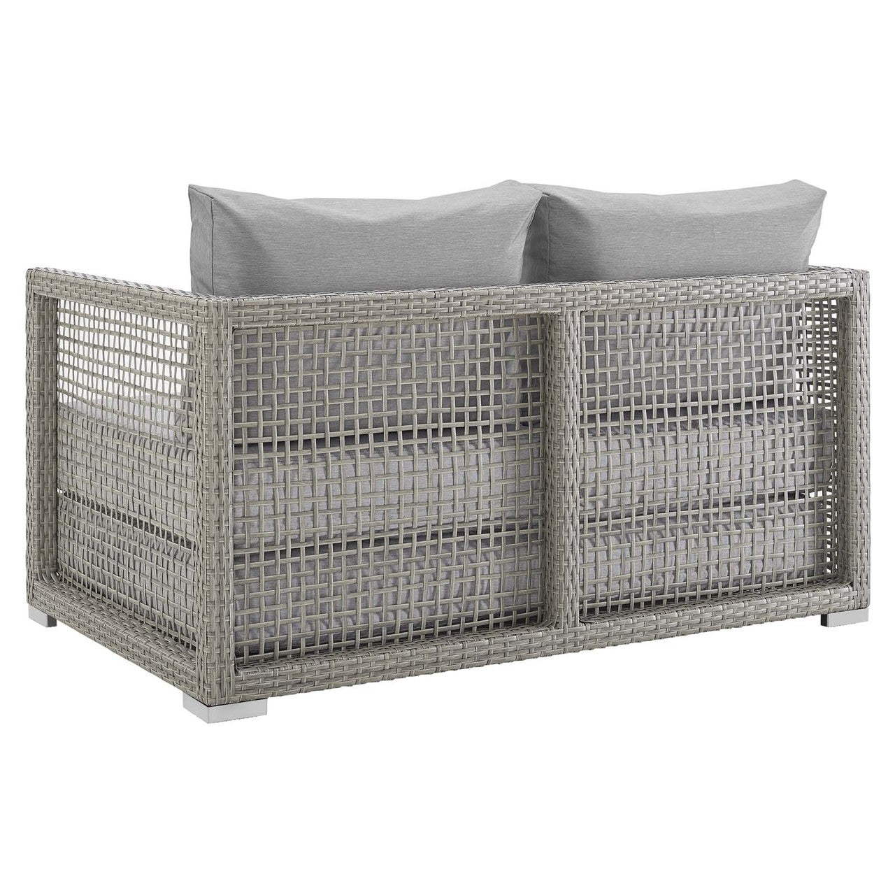 Aura Outdoor Patio Wicker Rattan Loveseat, Rattan Wicker, Grey Gray 13876