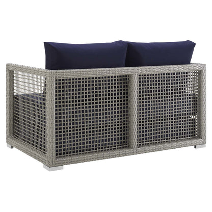 Aura Outdoor Patio Wicker Rattan Loveseat, Rattan Wicker, Grey Gray 13877