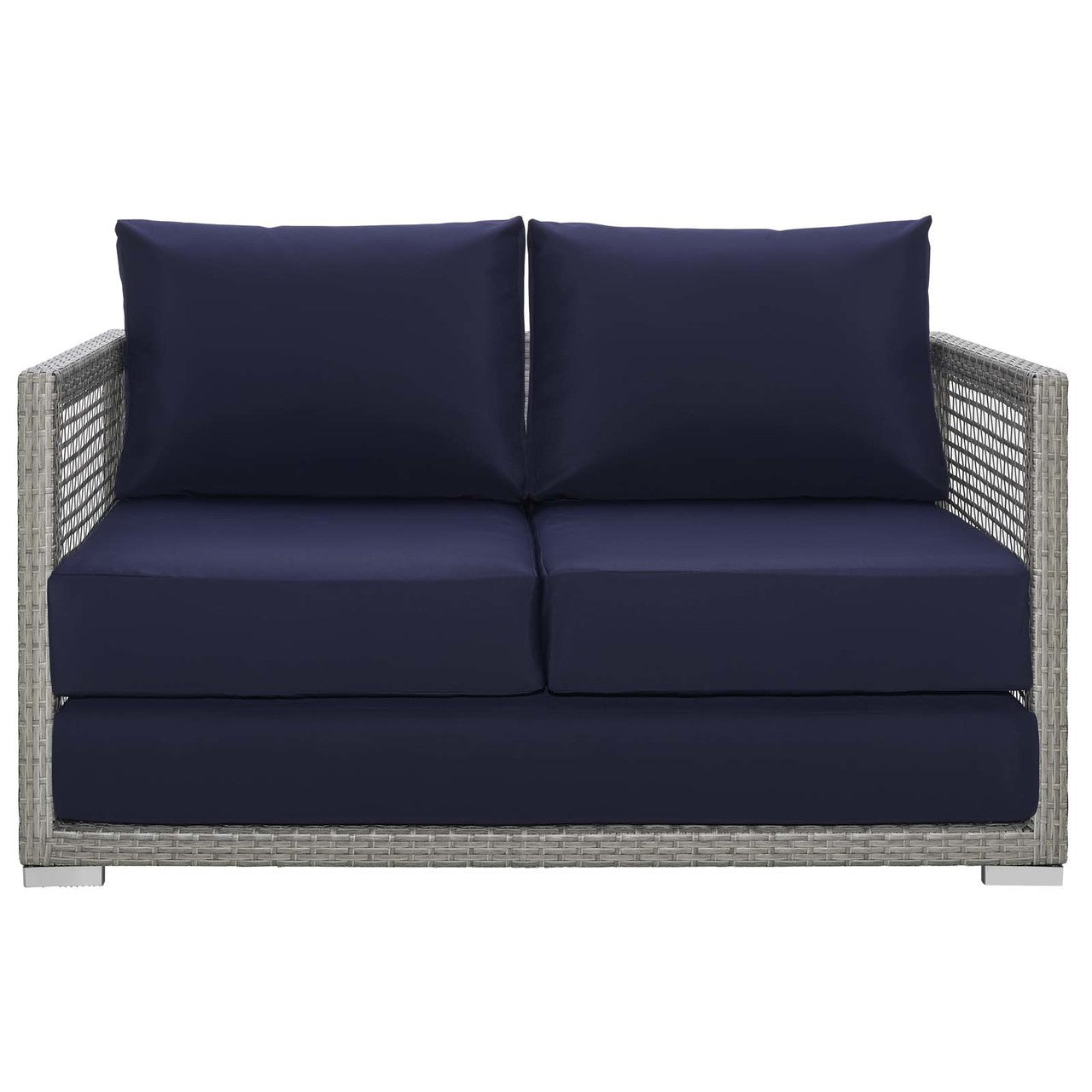 Aura Outdoor Patio Wicker Rattan Loveseat, Rattan Wicker, Grey Gray 13877
