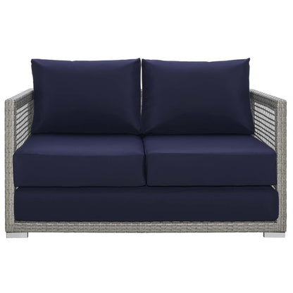 Aura Outdoor Patio Wicker Rattan Loveseat, Rattan Wicker, Grey Gray 13877