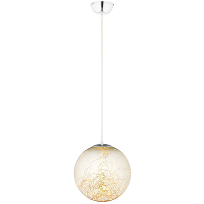Fairy 8" Amber Glass Globe Ceiling Light Pendant Chandelier, Glass, Clear Silver 15677