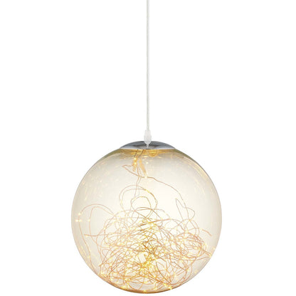 Fairy 8" Amber Glass Globe Ceiling Light Pendant Chandelier, Glass, Clear Silver 15677
