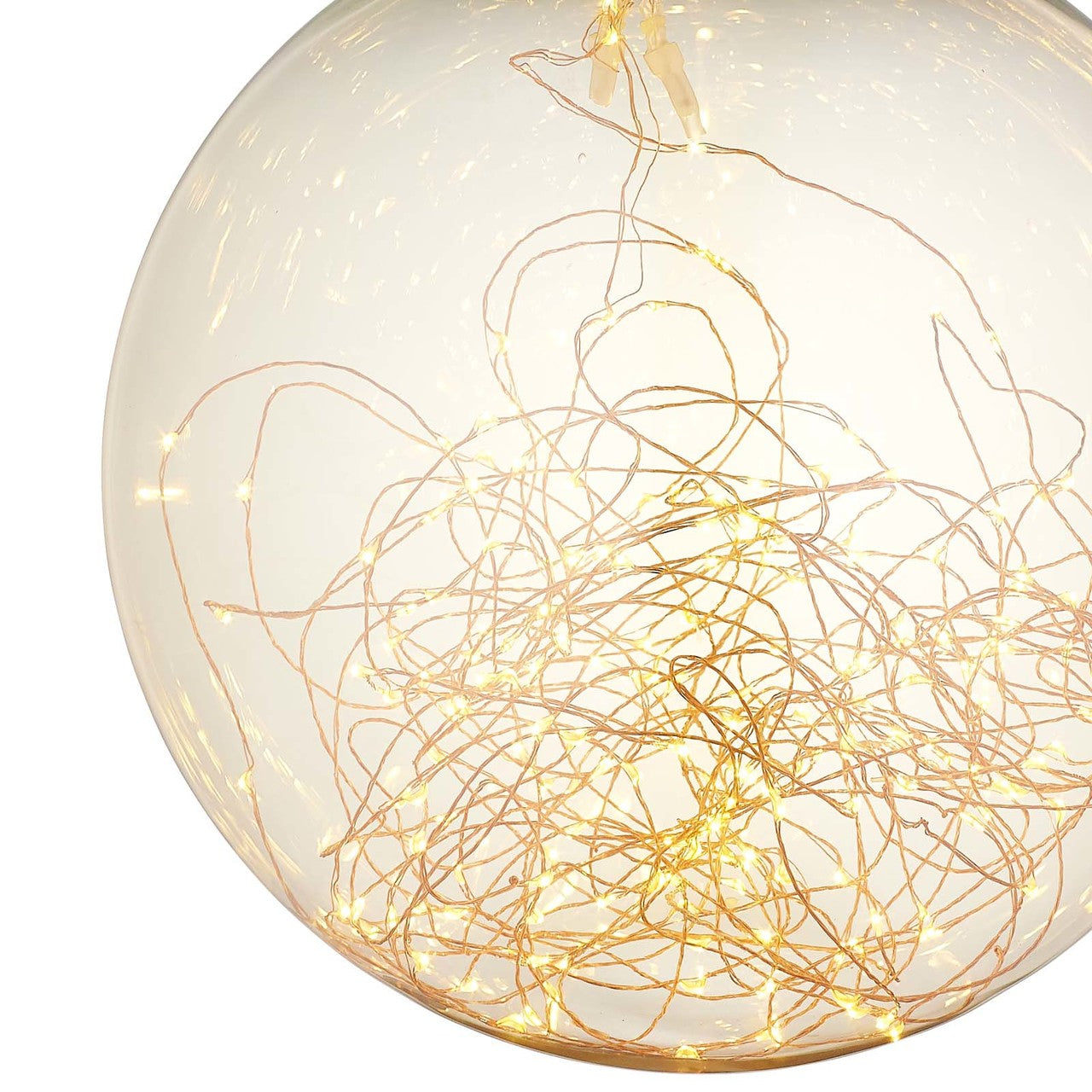 Fairy 8" Amber Glass Globe Ceiling Light Pendant Chandelier, Glass, Clear Silver 15677