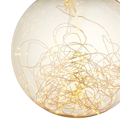 Fairy 8" Amber Glass Globe Ceiling Light Pendant Chandelier, Glass, Clear Silver 15677