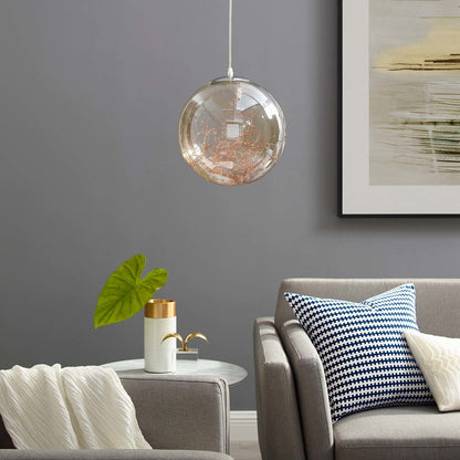 Fairy 8" Amber Glass Globe Ceiling Light Pendant Chandelier, Glass, Clear Silver 15677