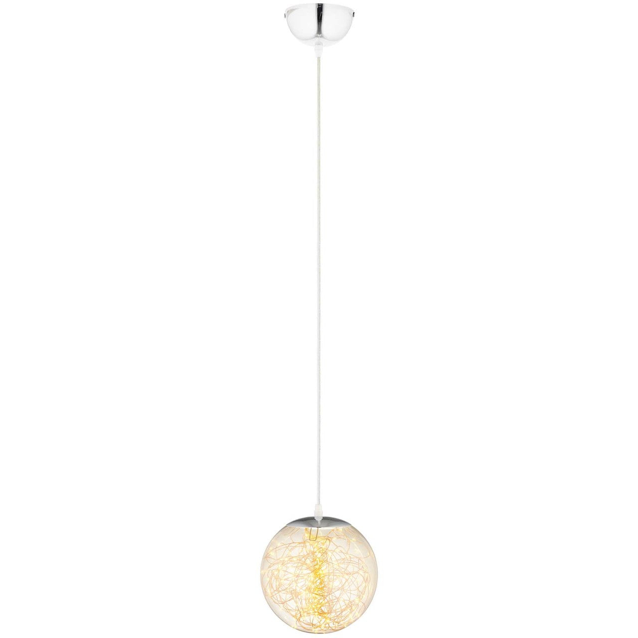 Fairy 12" Amber Glass Globe Ceiling Light Pendant Chandelier, Glass, Clear Silver 15678