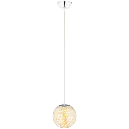 Fairy 12" Amber Glass Globe Ceiling Light Pendant Chandelier, Glass, Clear Silver 15678
