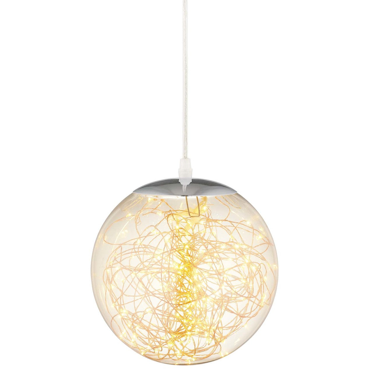 Fairy 12" Amber Glass Globe Ceiling Light Pendant Chandelier, Glass, Clear Silver 15678