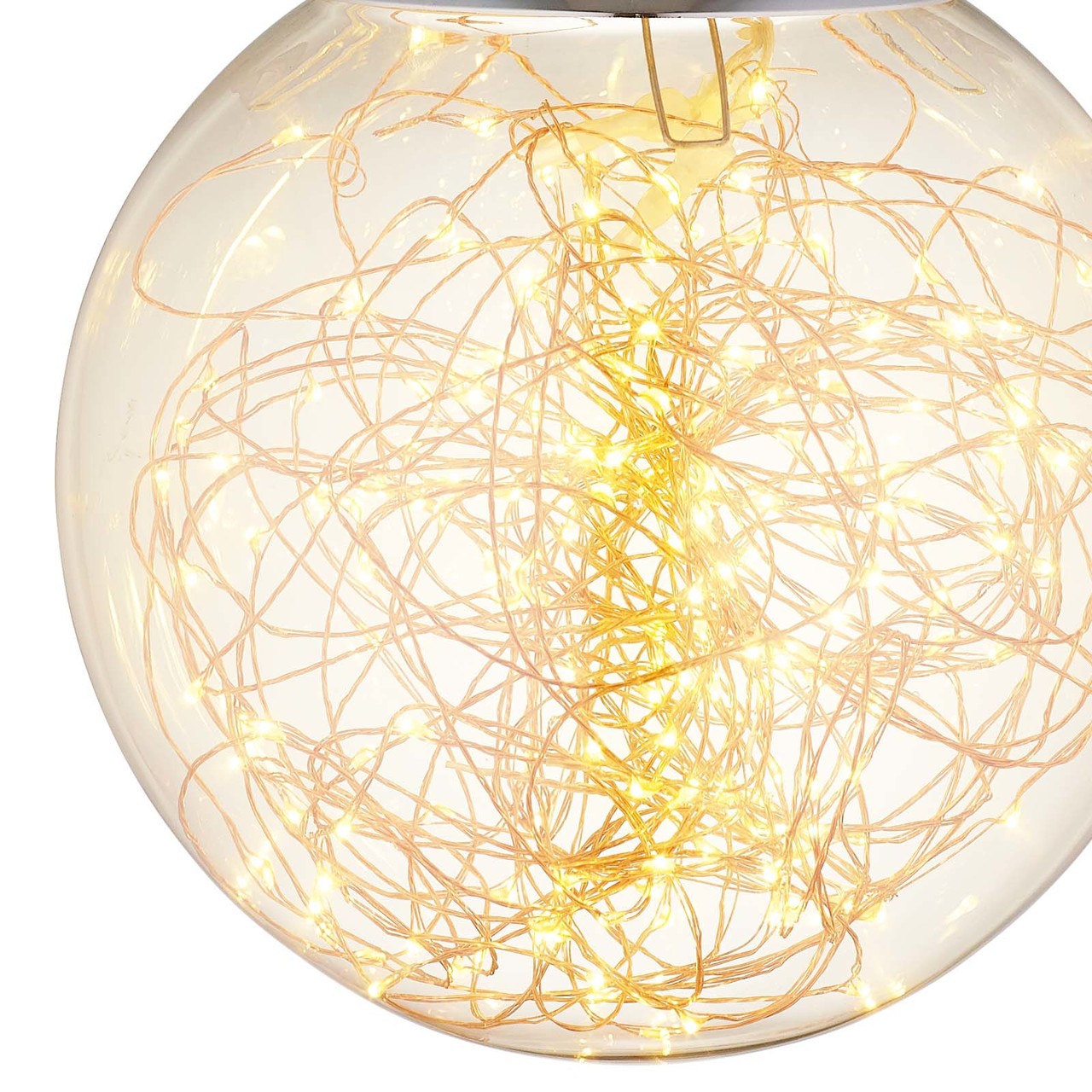 Fairy 12" Amber Glass Globe Ceiling Light Pendant Chandelier, Glass, Clear Silver 15678