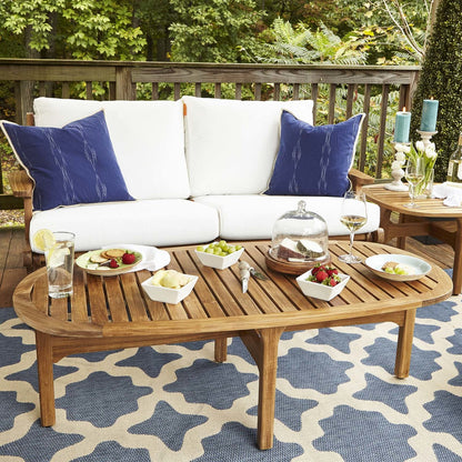 Saratoga Outdoor Patio Premium Grade A Teak Wood Oval Coffee Table, Wood, Natural 15286